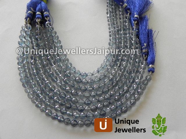 Blue Quartz Faceted Round Beads